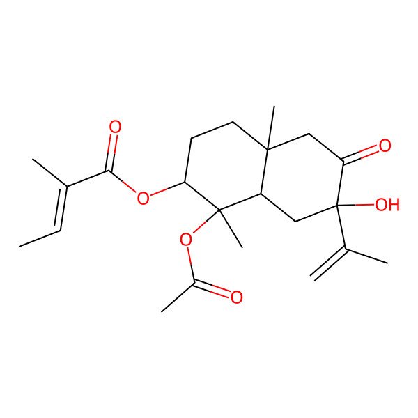 2D Structure of (1-Acetyloxy-7-hydroxy-1,4a-dimethyl-6-oxo-7-prop-1-en-2-yl-2,3,4,5,8,8a-hexahydronaphthalen-2-yl) 2-methylbut-2-enoate