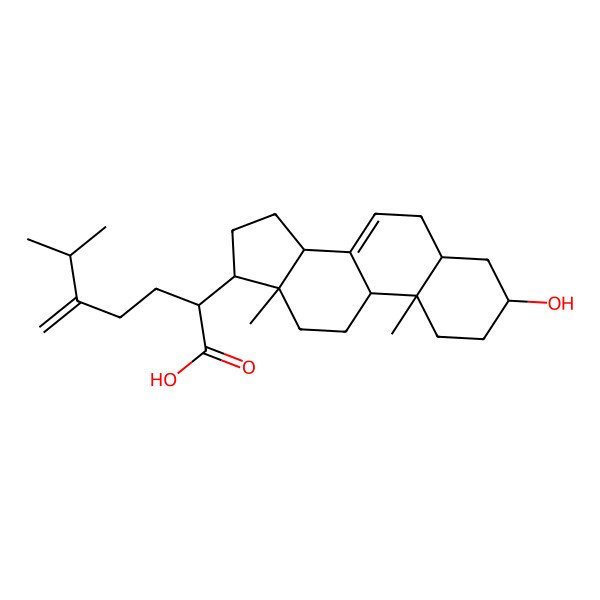 2D Structure of (2R)-2-[(3S,5S,9R,10S,13R,14R,17R)-3-hydroxy-10,13-dimethyl-2,3,4,5,6,9,11,12,14,15,16,17-dodecahydro-1H-cyclopenta[a]phenanthren-17-yl]-6-methyl-5-methylideneheptanoic acid