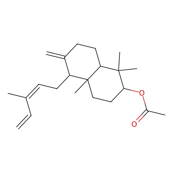 2D Structure of [(2R,4aS,5R,8aR)-1,1,4a-trimethyl-6-methylidene-5-[(2E)-3-methylpenta-2,4-dienyl]-3,4,5,7,8,8a-hexahydro-2H-naphthalen-2-yl] acetate