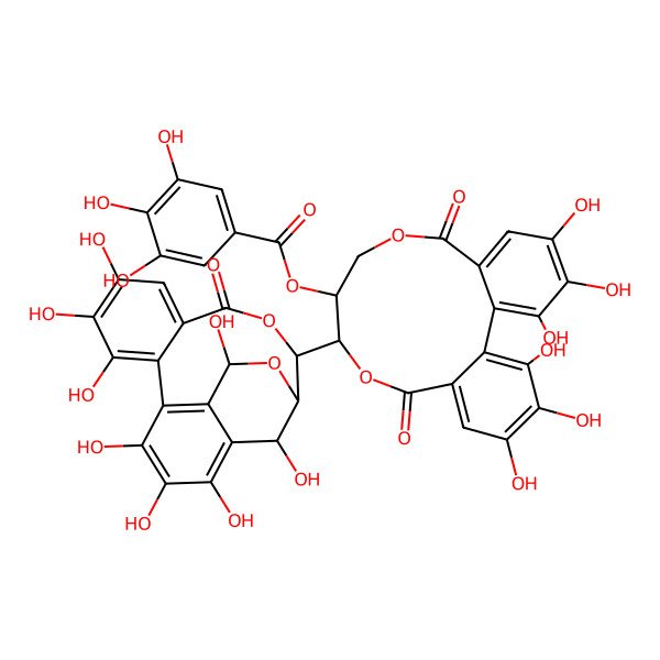 2D Structure of [3,4,5,17,18,19-Hexahydroxy-10-(2,3,4,7,8,9,17,19-octahydroxy-12-oxo-13,16-dioxatetracyclo[13.3.1.05,18.06,11]nonadeca-1,3,5(18),6,8,10-hexaen-14-yl)-8,14-dioxo-9,13-dioxatricyclo[13.4.0.02,7]nonadeca-1(19),2,4,6,15,17-hexaen-11-yl] 3,4,5-trihydroxybenzoate