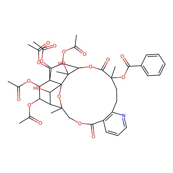 2D Structure of [19,20,22,23-Tetraacetyloxy-21-(acetyloxymethyl)-25,26-dihydroxy-3,15,26-trimethyl-6,16-dioxo-2,5,17-trioxa-11-azapentacyclo[16.7.1.01,21.03,24.07,12]hexacosa-7(12),8,10-trien-15-yl] benzoate