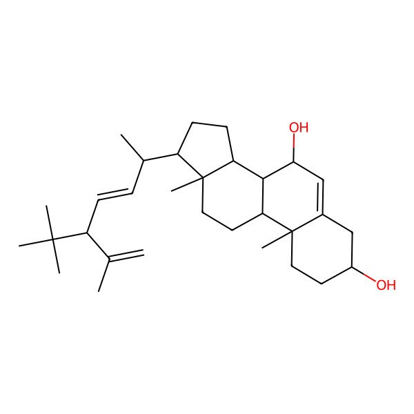 2D Structure of (3S,7R,8S,9S,10R,13R,14S,17R)-17-[(2R,3E)-5-tert-butyl-6-methylhepta-3,6-dien-2-yl]-10,13-dimethyl-2,3,4,7,8,9,11,12,14,15,16,17-dodecahydro-1H-cyclopenta[a]phenanthrene-3,7-diol