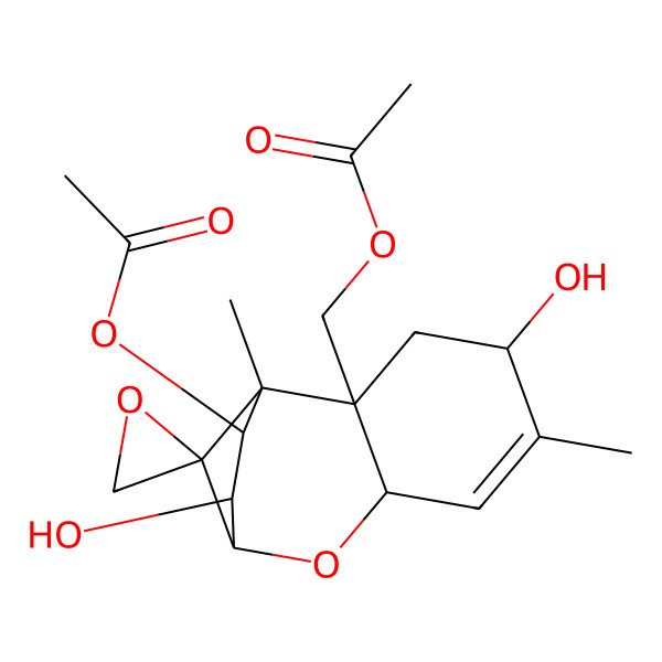 2D Structure of [(1R,2R,4S,7R,9R,10R,11S,12R)-11-acetyloxy-4,10-dihydroxy-1,5-dimethylspiro[8-oxatricyclo[7.2.1.02,7]dodec-5-ene-12,2'-oxirane]-2-yl]methyl acetate