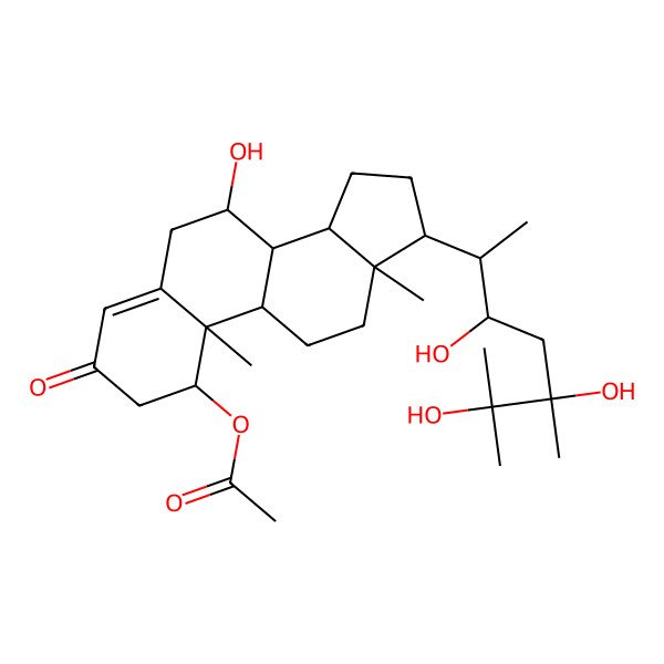 2D Structure of [7-Hydroxy-10,13-dimethyl-3-oxo-17-(3,5,6-trihydroxy-5,6-dimethylheptan-2-yl)-1,2,6,7,8,9,11,12,14,15,16,17-dodecahydrocyclopenta[a]phenanthren-1-yl] acetate