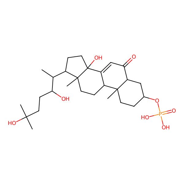 2D Structure of [(3R,5R,9R,10R,13R,14S,17R)-17-[(2S,3R)-3,6-dihydroxy-6-methylheptan-2-yl]-14-hydroxy-10,13-dimethyl-6-oxo-2,3,4,5,9,11,12,15,16,17-decahydro-1H-cyclopenta[a]phenanthren-3-yl] dihydrogen phosphate