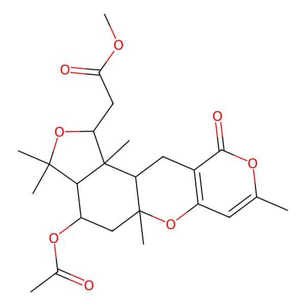 2D Structure of Methyl 2-(16-acetyloxy-1,5,11,14,14-pentamethyl-7-oxo-2,6,13-trioxatetracyclo[8.7.0.03,8.011,15]heptadeca-3(8),4-dien-12-yl)acetate