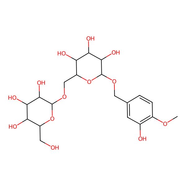 2D Structure of 2-(Hydroxymethyl)-6-[[3,4,5-trihydroxy-6-[(3-hydroxy-4-methoxyphenyl)methoxy]oxan-2-yl]methoxy]oxane-3,4,5-triol