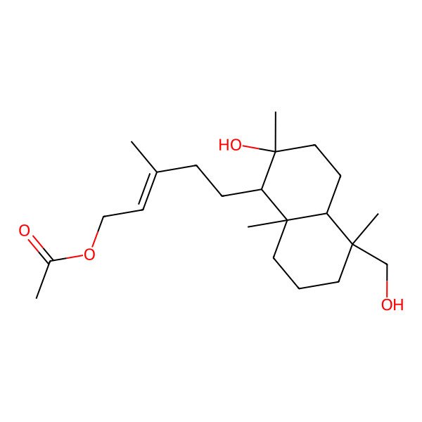 2D Structure of [(Z)-5-[(1R,2R,4aR,5R,8aR)-2-hydroxy-5-(hydroxymethyl)-2,5,8a-trimethyl-3,4,4a,6,7,8-hexahydro-1H-naphthalen-1-yl]-3-methylpent-2-enyl] acetate