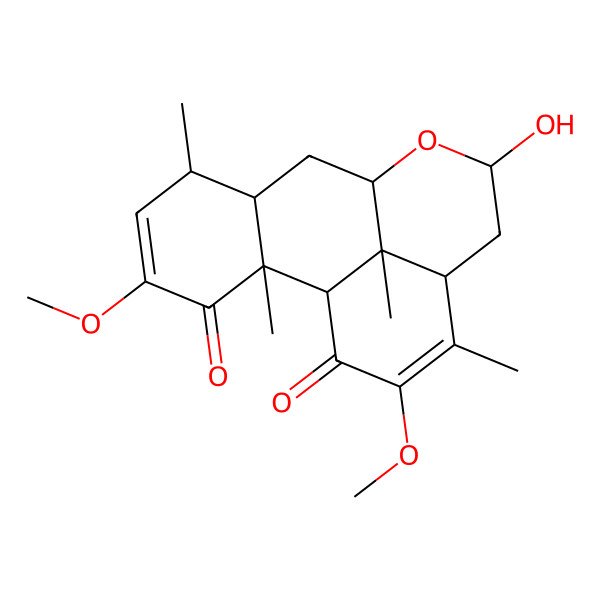 2D Structure of (2S,6R,7R,9R,13R,17S)-11-Hydroxy-4,15-dimethoxy-2,6,14,17-tetramethyl-10-oxatetracyclo[7.7.1.02,7.013,17]heptadeca-4,14-diene-3,16-dione