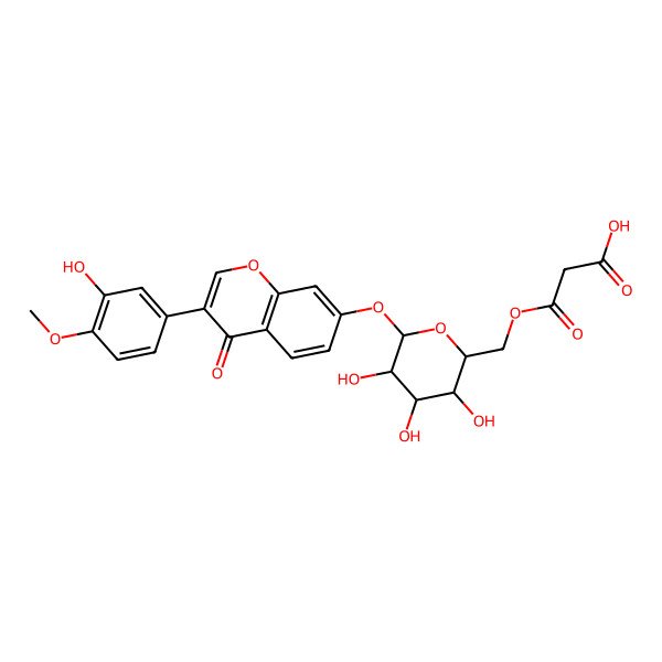 2D Structure of 3-oxo-3-[[(2R,3S,4S,5R,6S)-3,4,5-trihydroxy-6-[3-(3-hydroxy-4-methoxyphenyl)-4-oxochromen-7-yl]oxyoxan-2-yl]methoxy]propanoic acid