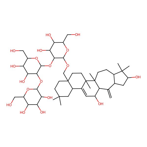 2D Structure of (2S,3R,4S,5S,6R)-2-[(2S,3R,4S,5S,6R)-2-[(2R,3R,4S,5S,6R)-2-[[(1S,2R,5R,7S,9S,11R,12R,15S,20S)-7,12-dihydroxy-1,2,6,6,17,17-hexamethyl-10-methylidene-20-pentacyclo[12.8.0.02,11.05,9.015,20]docos-13-enyl]methoxy]-4,5-dihydroxy-6-(hydroxymethyl)oxan-3-yl]oxy-4,5-dihydroxy-6-(hydroxymethyl)oxan-3-yl]oxy-6-(hydroxymethyl)oxane-3,4,5-triol