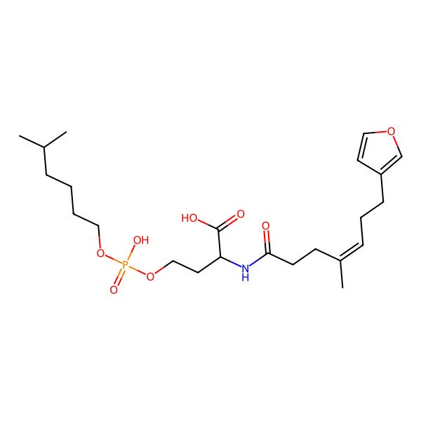 2D Structure of 2-[[(E)-7-(furan-3-yl)-4-methylhept-4-enoyl]amino]-4-[hydroxy(5-methylhexoxy)phosphoryl]oxybutanoic acid