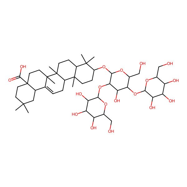 2D Structure of 10-[4-Hydroxy-6-(hydroxymethyl)-3,5-bis[[3,4,5-trihydroxy-6-(hydroxymethyl)oxan-2-yl]oxy]oxan-2-yl]oxy-2,2,6a,6b,9,9,12a-heptamethyl-1,3,4,5,6,6a,7,8,8a,10,11,12,13,14b-tetradecahydropicene-4a-carboxylic acid