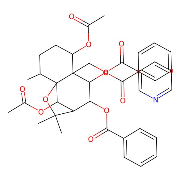 2D Structure of [(1S,2R,5S,6S,7S,8R,9R,12R)-5,12-diacetyloxy-7,8-dibenzoyloxy-2,10,10-trimethyl-11-oxatricyclo[7.2.1.01,6]dodecan-6-yl]methyl pyridine-3-carboxylate