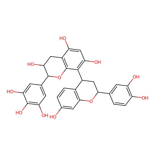 2D Structure of 8-[2-(3,4-dihydroxyphenyl)-7-hydroxy-3,4-dihydro-2H-chromen-4-yl]-2-(3,4,5-trihydroxyphenyl)-3,4-dihydro-2H-chromene-3,5,7-triol
