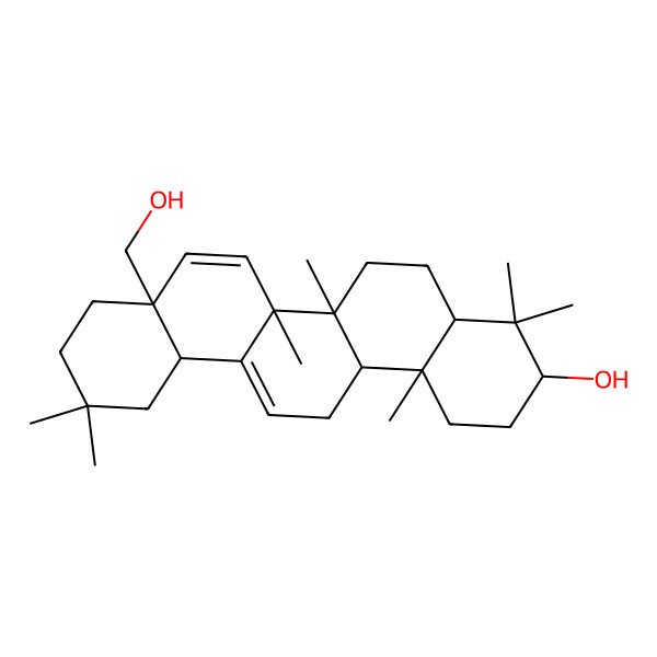 2D Structure of (3S,4aR,6aR,6bS,8aS,12aS,14aR,14bR)-8a-(hydroxymethyl)-4,4,6a,6b,11,11,14b-heptamethyl-1,2,3,4a,5,6,9,10,12,12a,14,14a-dodecahydropicen-3-ol