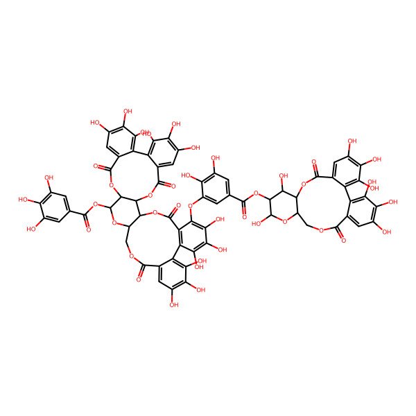 2D Structure of [36-[2,3-Dihydroxy-5-[(3,4,5,11,13,21,22,23-octahydroxy-8,18-dioxo-9,14,17-trioxatetracyclo[17.4.0.02,7.010,15]tricosa-1(23),2,4,6,19,21-hexaen-12-yl)oxycarbonyl]phenoxy]-7,8,9,12,13,14,28,29,30,33,34,35-dodecahydroxy-4,17,25,38-tetraoxo-3,18,21,24,39-pentaoxaheptacyclo[20.17.0.02,19.05,10.011,16.026,31.032,37]nonatriaconta-5,7,9,11,13,15,26,28,30,32(37),33,35-dodecaen-20-yl] 3,4,5-trihydroxybenzoate