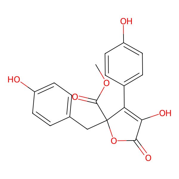 2D Structure of Methyl (2s)-4-Hydroxy-3-(4-Hydroxyphenyl)-2-[(4-Hydroxyphenyl)methyl]-5-Oxo-2,5-Dihydrofuran-2-Carboxylate
