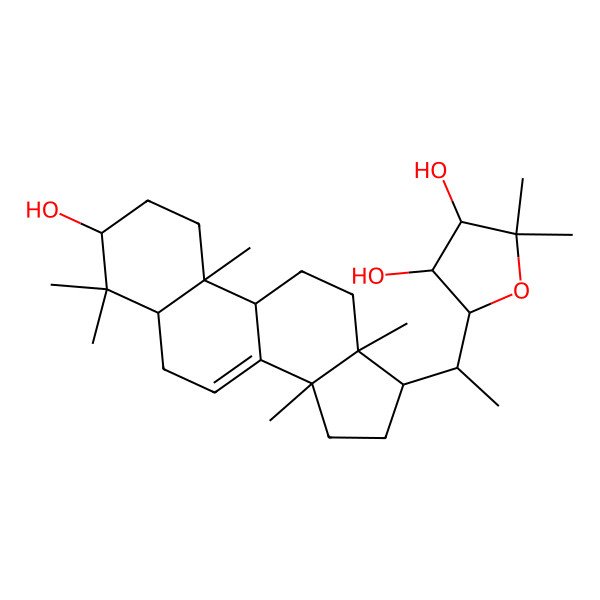 2D Structure of (3S)-5-[(1R)-1-[(3R,5R,9R,10R,13S,14S,17S)-3-hydroxy-4,4,10,13,14-pentamethyl-2,3,5,6,9,11,12,15,16,17-decahydro-1H-cyclopenta[a]phenanthren-17-yl]ethyl]-2,2-dimethyloxolane-3,4-diol