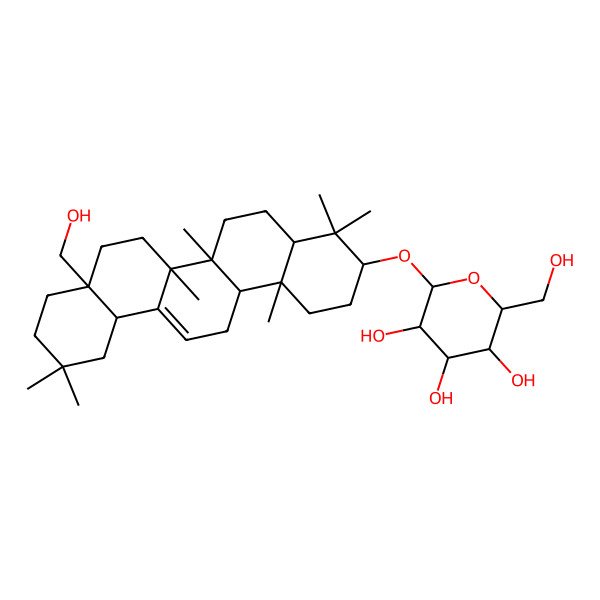 2D Structure of 2-[[8a-(Hydroxymethyl)-4,4,6a,6b,11,11,14b-heptamethyl-1,2,3,4a,5,6,7,8,9,10,12,12a,14,14a-tetradecahydropicen-3-yl]oxy]-6-(hydroxymethyl)oxane-3,4,5-triol