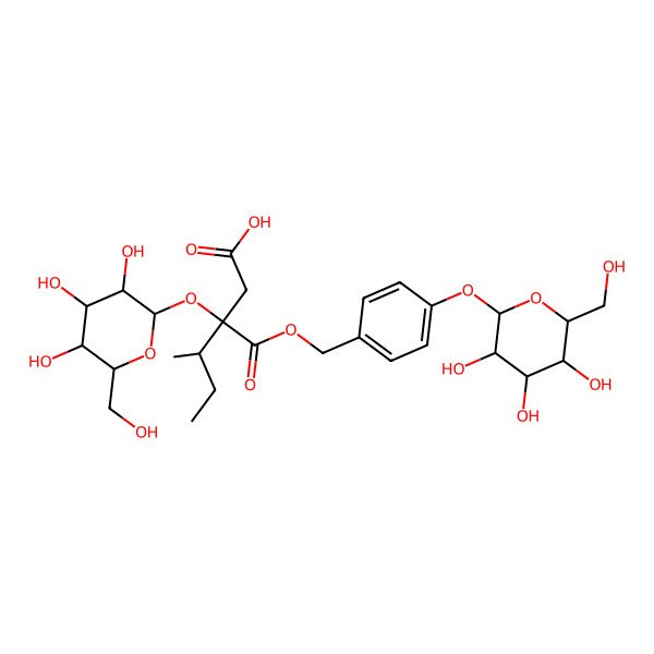 2D Structure of (3S,4R)-4-methyl-3-[(2S,3R,4S,5S,6R)-3,4,5-trihydroxy-6-(hydroxymethyl)oxan-2-yl]oxy-3-[[4-[(2S,3R,4S,5S,6R)-3,4,5-trihydroxy-6-(hydroxymethyl)oxan-2-yl]oxyphenyl]methoxycarbonyl]hexanoic acid