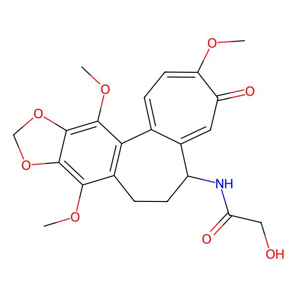 2D Structure of 2-hydroxy-N-[(9S)-5,13,19-trimethoxy-6-oxo-15,17-dioxatetracyclo[10.7.0.02,8.014,18]nonadeca-1(12),2,4,7,13,18-hexaen-9-yl]acetamide