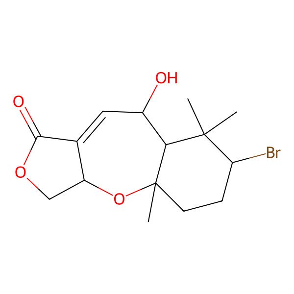 2D Structure of (5S,5aR,7S,9aS,10aR)-7-bromo-5-hydroxy-6,6,9a-trimethyl-5,5a,7,8,9,10a-hexahydro-1H-furo[3,4-b][1]benzoxepin-3-one