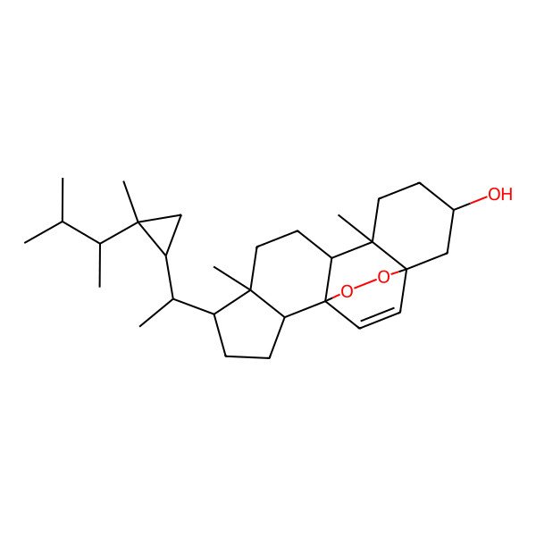 2D Structure of (1S,2R,5R,6R,9R,10R,13S,15S)-6,10-dimethyl-5-[(1S)-1-[(1R,2R)-2-methyl-2-[(2R)-3-methylbutan-2-yl]cyclopropyl]ethyl]-16,17-dioxapentacyclo[13.2.2.01,9.02,6.010,15]nonadec-18-en-13-ol