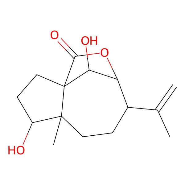 2D Structure of (1R,4S,5S,8R,9S,12R)-4,12-Dihydroxy-5-methyl-8-prop-1-en-2-yl-10-oxatricyclo[7.2.1.01,5]dodecan-11-one