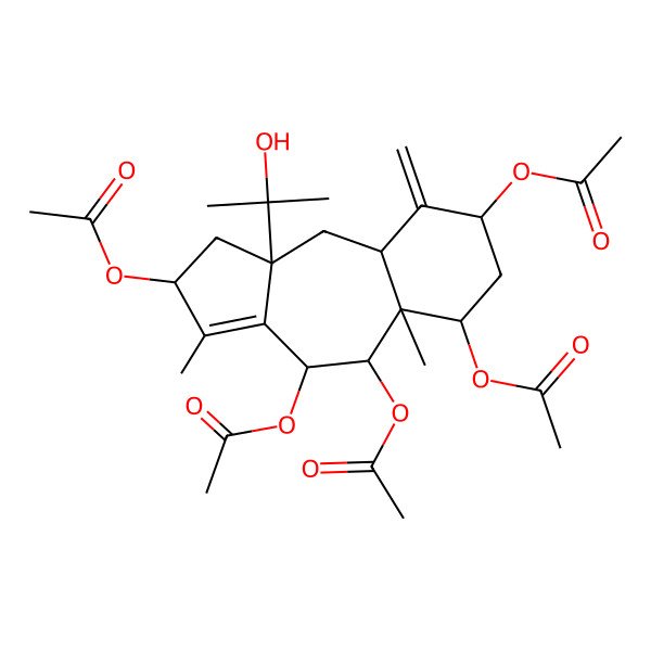 2D Structure of [2,4,5,6-tetraacetyloxy-10a-(2-hydroxypropan-2-yl)-3,5a-dimethyl-9-methylidene-2,4,5,6,7,8,9a,10-octahydro-1H-benzo[f]azulen-8-yl] acetate