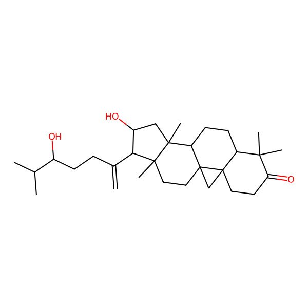 2D Structure of (1S,3R,8R,11S,12S,14S,15R,16R)-14-hydroxy-15-(5-hydroxy-6-methylhept-1-en-2-yl)-7,7,12,16-tetramethylpentacyclo[9.7.0.01,3.03,8.012,16]octadecan-6-one