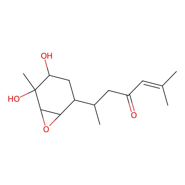 2D Structure of (6S)-6-[(1S,2R,4S,5R,6S)-4,5-Dihydroxy-5-methyl-7-oxabicyclo[4.1.0]hept-2-yl]-2-methyl-2-hepten-4-one