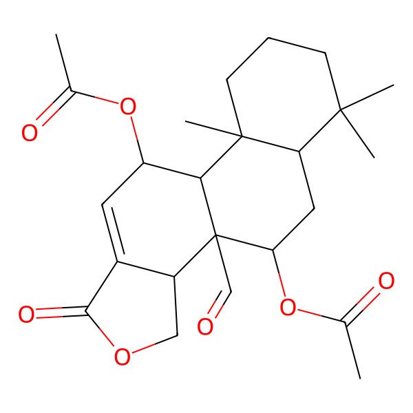 2D Structure of [(3aS,3bR,4S,5aS,9aS,9bR,10S)-10-acetyloxy-3b-formyl-6,6,9a-trimethyl-1-oxo-3,3a,4,5,5a,7,8,9,9b,10-decahydronaphtho[2,1-e][2]benzofuran-4-yl] acetate