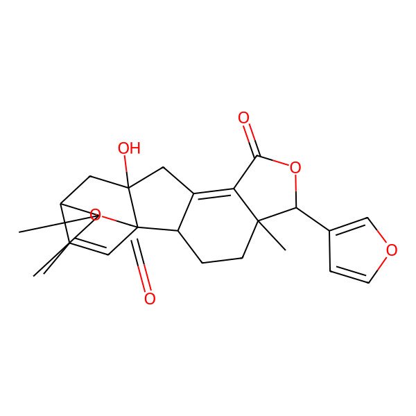 2D Structure of 6-(Furan-3-yl)-12-hydroxy-5,15,15,19-tetramethyl-7,16-dioxapentacyclo[12.3.2.01,12.02,10.05,9]nonadeca-9,18-diene-8,17-dione