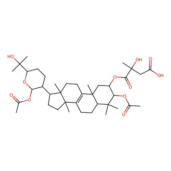 2D Structure of (3S)-4-[[(2R,3R,5R,10S,13R,14R,17R)-3-acetyloxy-17-[(2R,3R,6S)-2-acetyloxy-6-(2-hydroxypropan-2-yl)oxan-3-yl]-4,4,10,13,14-pentamethyl-2,3,5,6,7,11,12,15,16,17-decahydro-1H-cyclopenta[a]phenanthren-2-yl]oxy]-3-hydroxy-3-methyl-4-oxobutanoic acid