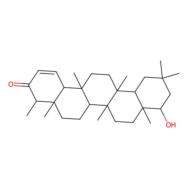 2D Structure of (4R,4aS,6aS,6aS,6bR,8aR,9R,12aS,14aR,14bS)-9-hydroxy-4,4a,6a,6b,8a,11,11,14a-octamethyl-5,6,6a,7,8,9,10,12,12a,13,14,14b-dodecahydro-4H-picen-3-one