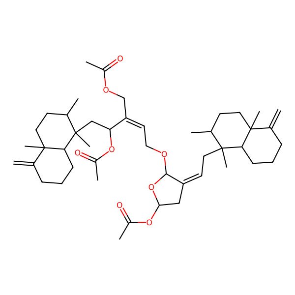 2D Structure of [2-[1-acetyloxy-2-(1,2,4a-trimethyl-5-methylidene-3,4,6,7,8,8a-hexahydro-2H-naphthalen-1-yl)ethyl]-4-[5-acetyloxy-3-[2-(1,2,4a-trimethyl-5-methylidene-3,4,6,7,8,8a-hexahydro-2H-naphthalen-1-yl)ethylidene]oxolan-2-yl]oxybut-2-enyl] acetate