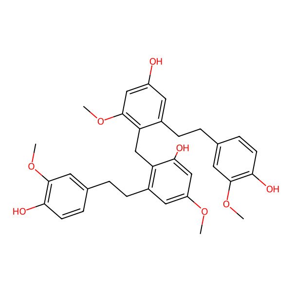 2D Structure of 4-[[2-Hydroxy-6-[2-(4-hydroxy-3-methoxyphenyl)ethyl]-4-methoxyphenyl]methyl]-3-[2-(4-hydroxy-3-methoxyphenyl)ethyl]-5-methoxyphenol