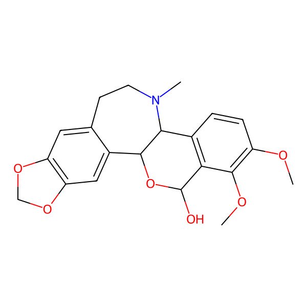 2D Structure of (1S,14R,21R)-18,19-dimethoxy-13-methyl-5,7,22-trioxa-13-azapentacyclo[12.8.0.02,10.04,8.015,20]docosa-2,4(8),9,15(20),16,18-hexaen-21-ol