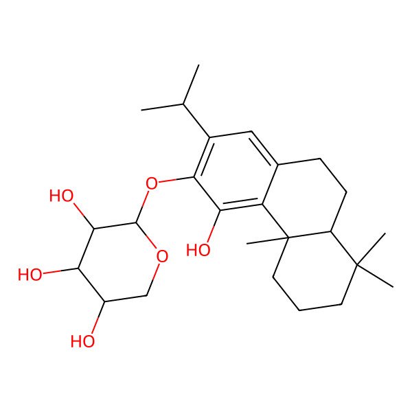 2D Structure of 2-[(4-Hydroxy-4b,8,8-trimethyl-2-propan-2-yl-5,6,7,8a,9,10-hexahydrophenanthren-3-yl)oxy]oxane-3,4,5-triol