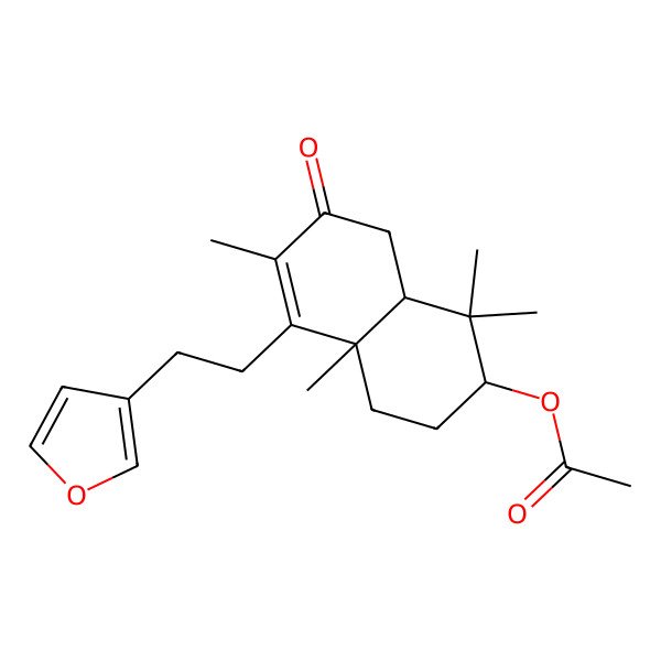 2D Structure of [(2R,4aS,8aS)-5-[2-(furan-3-yl)ethyl]-1,1,4a,6-tetramethyl-7-oxo-3,4,8,8a-tetrahydro-2H-naphthalen-2-yl] acetate