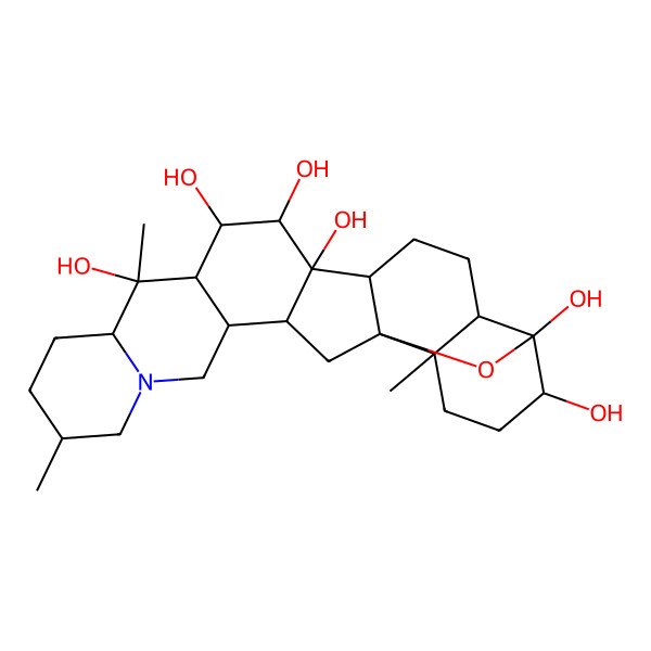 2D Structure of 6,10,19-Trimethyl-24-oxa-4-azaheptacyclo[12.12.0.02,11.04,9.015,25.018,23.019,25]hexacosane-10,12,13,14,22,23-hexol