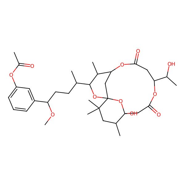 2D Structure of [3-[(1R,4S)-4-[(1S,3R,4S,5S,9R,13S,14R)-13-hydroxy-9-[(1S)-1-hydroxyethyl]-4,14,16,16-tetramethyl-7,11-dioxo-2,6,10,17-tetraoxatricyclo[11.3.1.11,5]octadecan-3-yl]-1-methoxypentyl]phenyl] acetate