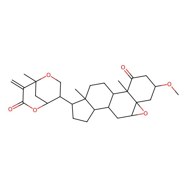 2D Structure of 5-Methoxy-2,16-dimethyl-15-(1-methyl-8-methylidene-7-oxo-2,6-dioxabicyclo[3.3.1]nonan-4-yl)-8-oxapentacyclo[9.7.0.02,7.07,9.012,16]octadecan-3-one