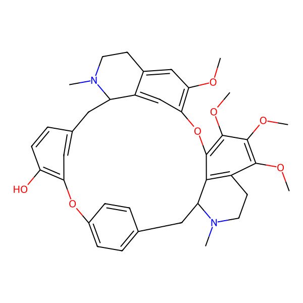 2D Structure of 19,20,21,25-Tetramethoxy-15,30-dimethyl-8,23-dioxa-15,30-diazaheptacyclo[22.6.2.29,12.13,7.114,18.027,31.022,33]hexatriaconta-3(36),4,6,9(35),10,12(34),18(33),19,21,24,26,31-dodecaen-6-ol
