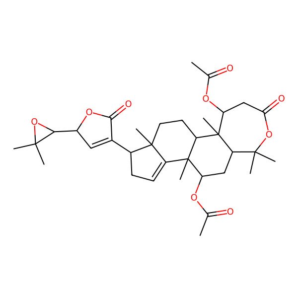 2D Structure of [3-acetyloxy-15-[2-(3,3-dimethyloxiran-2-yl)-5-oxo-2H-furan-4-yl]-2,7,7,11,16-pentamethyl-5-oxo-6-oxatetracyclo[9.7.0.02,8.012,16]octadec-12-en-10-yl] acetate