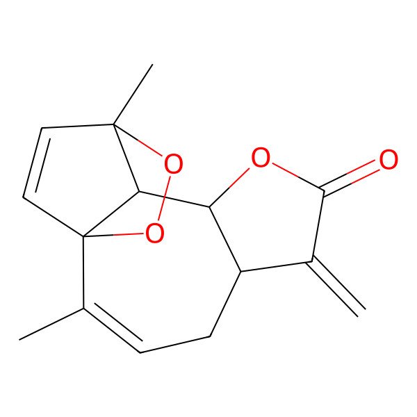 2D Structure of (1S,5S,9S,10S,11R)-2,11-dimethyl-6-methylidene-8,12,13-trioxatetracyclo[9.2.2.01,10.05,9]pentadeca-2,14-dien-7-one