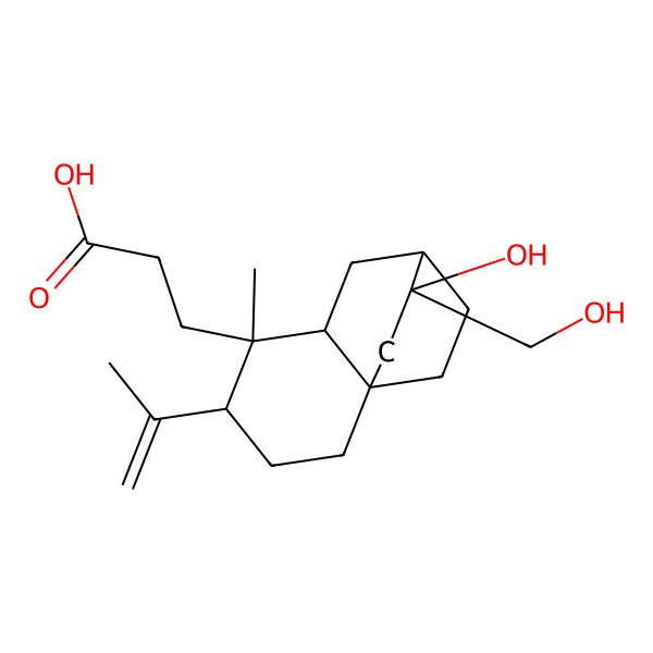 2D Structure of 3-[(1S,4R,5R,6R,8S,9R)-9-hydroxy-9-(hydroxymethyl)-5-methyl-4-prop-1-en-2-yl-5-tricyclo[6.2.2.01,6]dodecanyl]propanoic acid