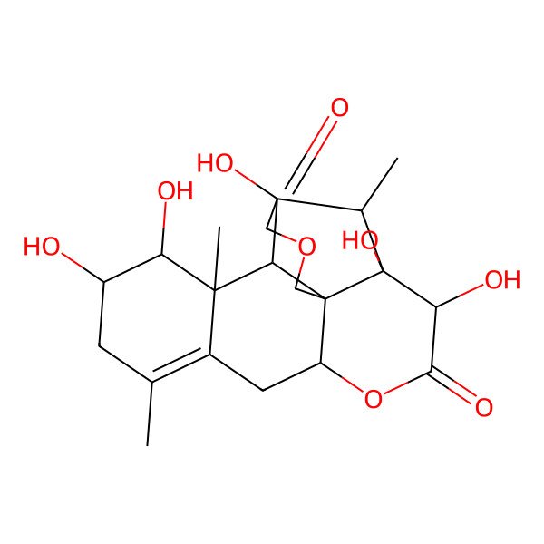 2D Structure of (1R,5S,6R,7R,8R,11R,16S,17S,18R)-5,7,8,16,17-pentahydroxy-6,14,18-trimethyl-3,10-dioxapentacyclo[9.8.0.01,7.05,19.013,18]nonadec-13-ene-4,9-dione