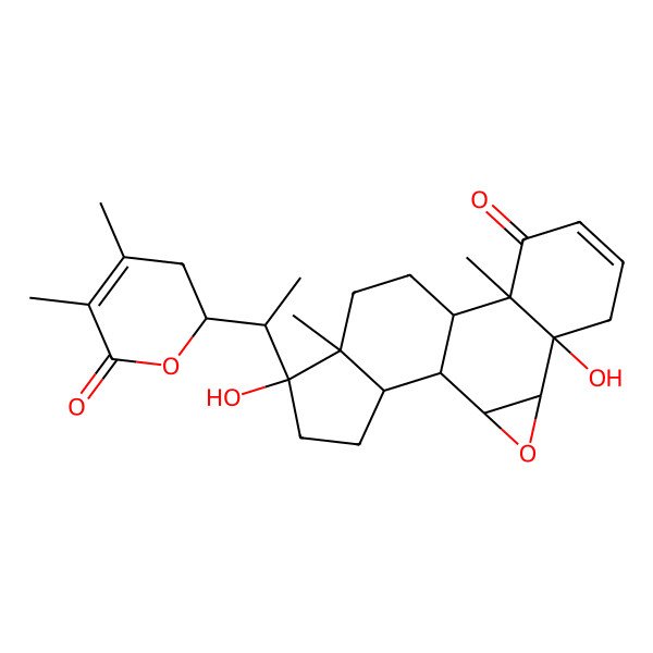 2D Structure of (1S,2S,4S,5R,10R,11S,14S,15R,18S)-15-[(1R)-1-[(2R)-4,5-dimethyl-6-oxo-2,3-dihydropyran-2-yl]ethyl]-5,15-dihydroxy-10,14-dimethyl-3-oxapentacyclo[9.7.0.02,4.05,10.014,18]octadec-7-en-9-one